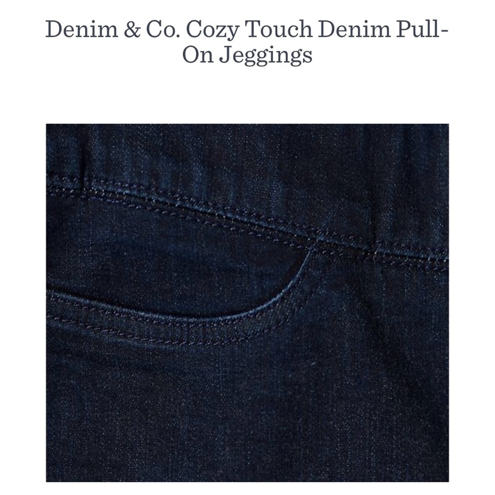 Denim & Co Black Cozy Touch pull on regular Jeggings - Picture 7 of 8